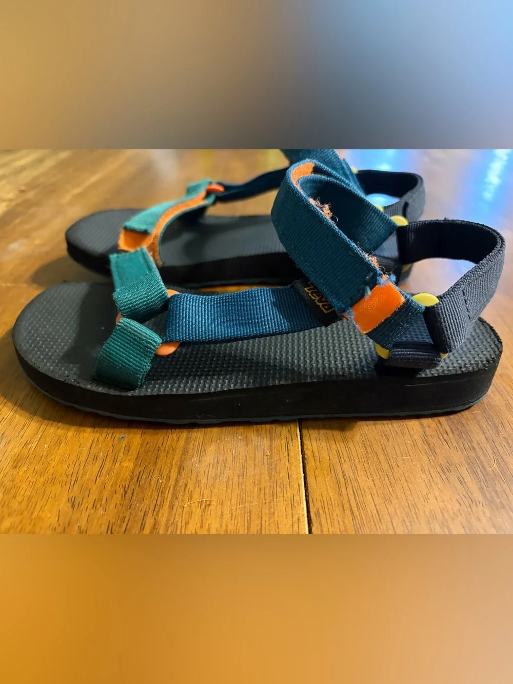 Kids Universal Teva Sandals Blue Orange Straps Size 3